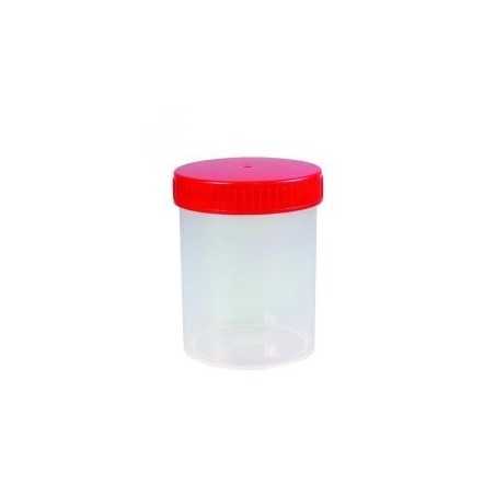 Контейнери 120 ml, PP, стерилни, с червена капачка на винт, 250 бр. в кашон
