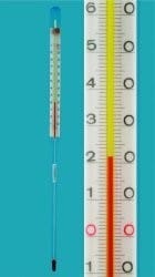 Industrial thermometer 165 mm, 0...+200:1°C special filling blue